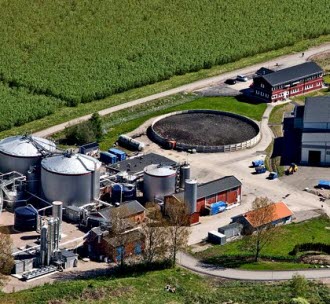 Biogasanläggningen i Linköping. Flygfoto.