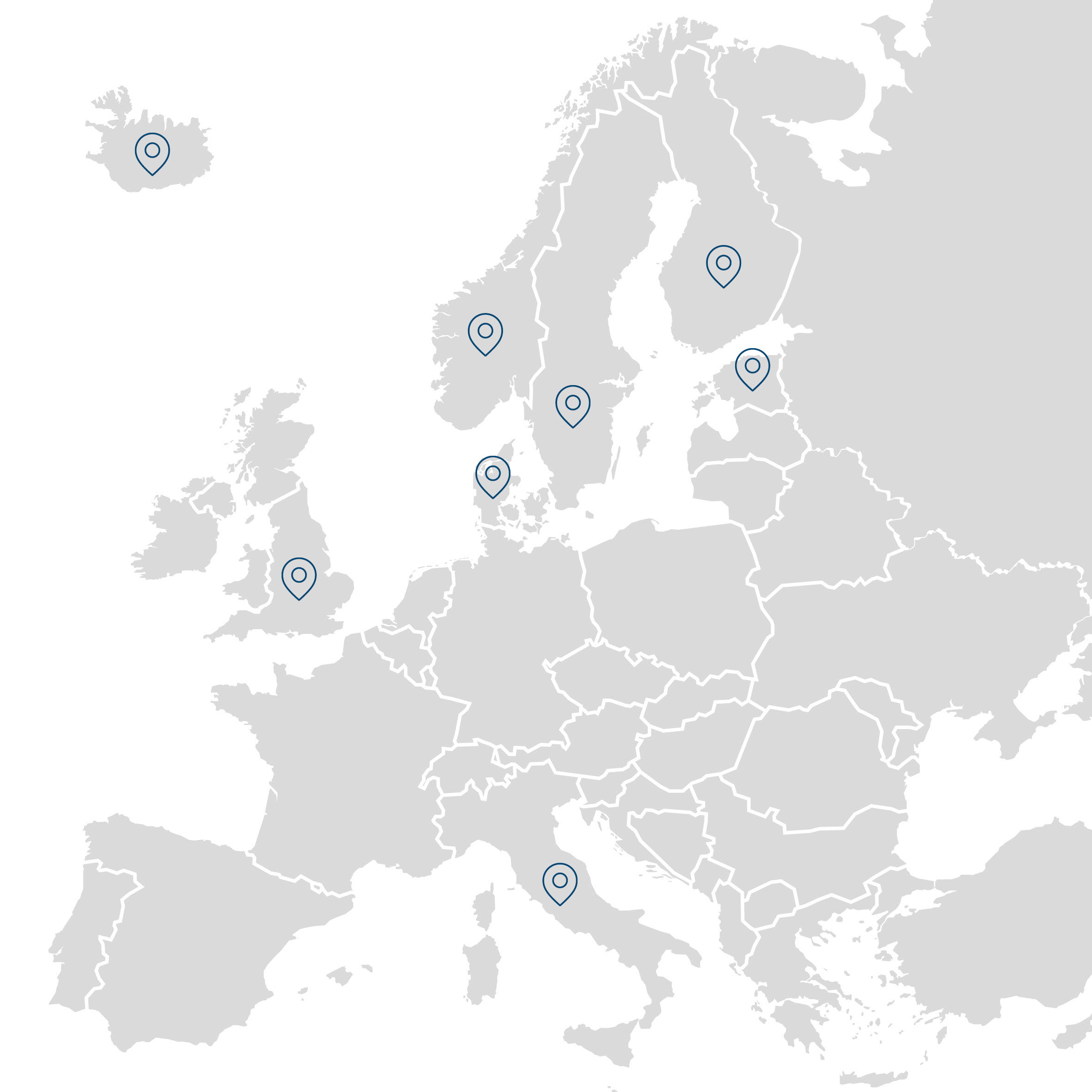 Illustration över att vi importerar avfall från Storbritannien, Norge, Danmark, Finland, Estland, Island och Italien. 