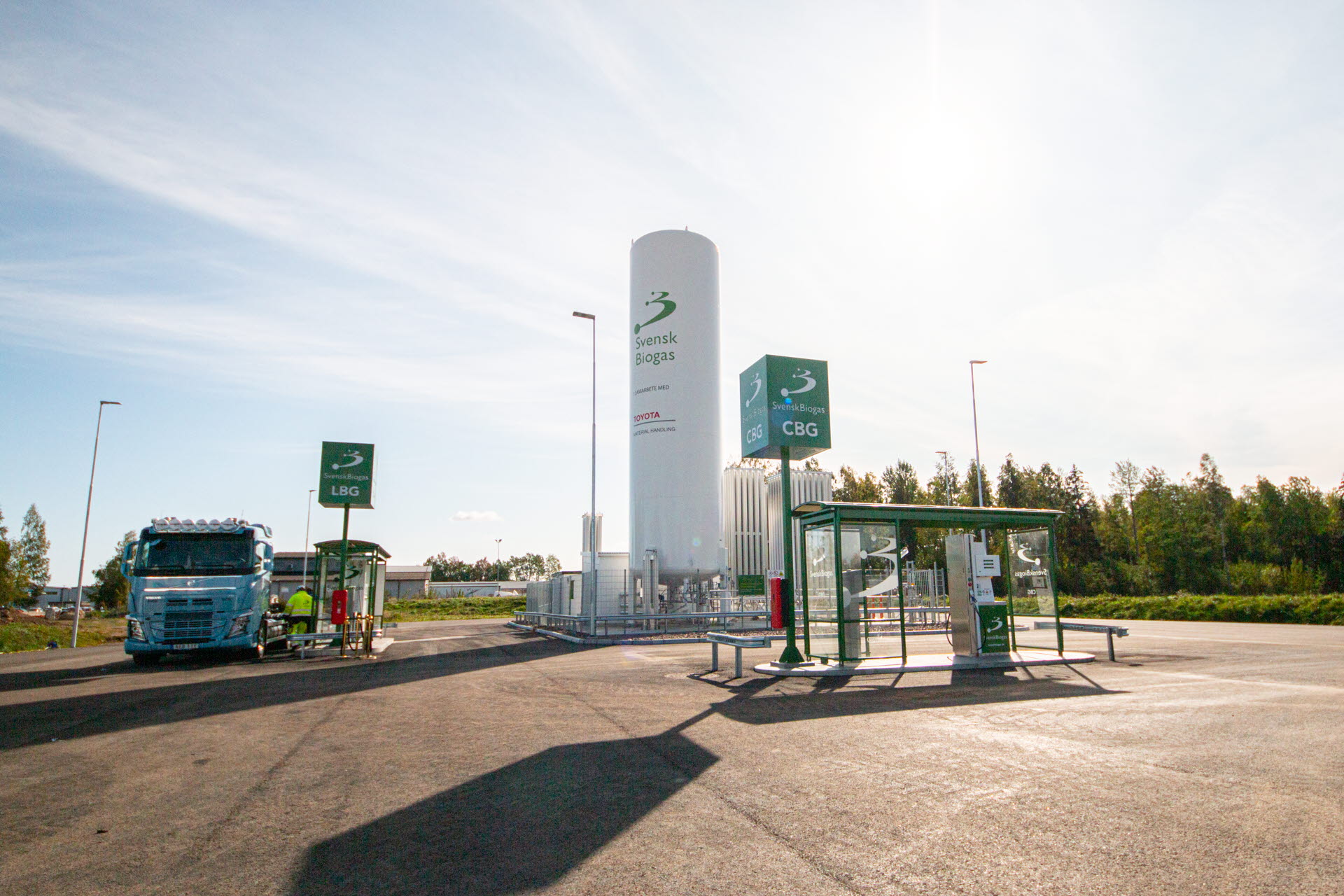 Vy över biogasmacken i Mjölby.
