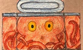 Teckning av bläckfisk som ska målas på ett elskåp